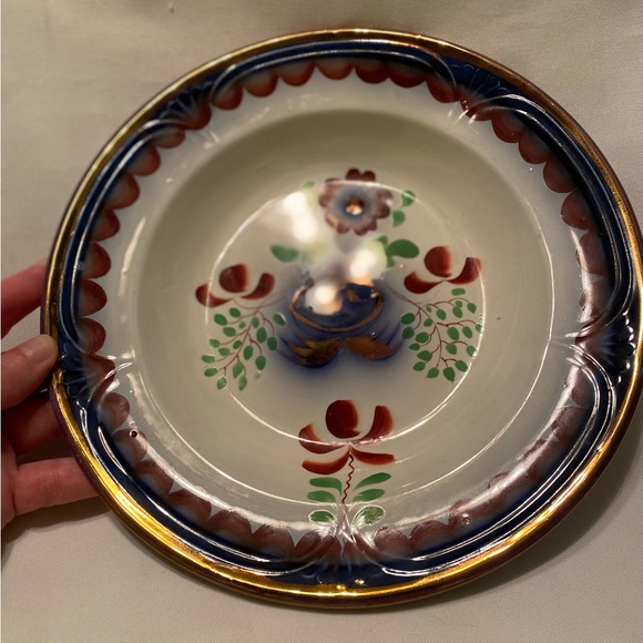 Gorgeous Gaudy Dutch Antique Flow Blue Ironstone Seeing Eye 9.25” Bowl c. 1850 - Picture 7 of 7